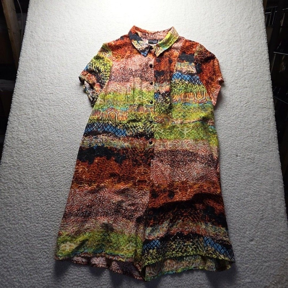 Attitudes By Renée Shirt Womens Plus 3X Multicolor Animal Print Tunic Top